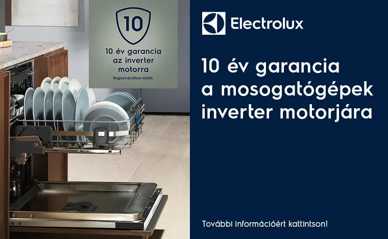 10 év garancia az Electrolux mosogatógépek inverter motorjára a preciz.hu-tól!