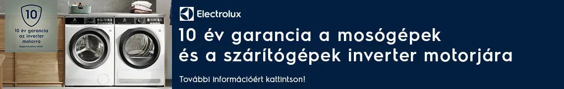 Electrolux 10 év garancia az inverter motorra mosógép, szárítógép és mosó-szárítógép esetén.