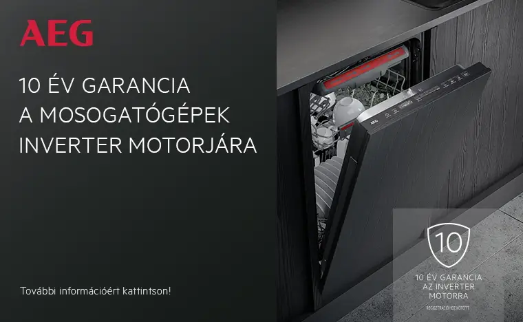 10 év garancia az AEG mosogatógépek inverter motorjára