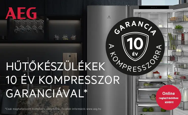 10 év extra garancia meghatározott AEG hűtőszekrények és fagyasztók kompresszorára