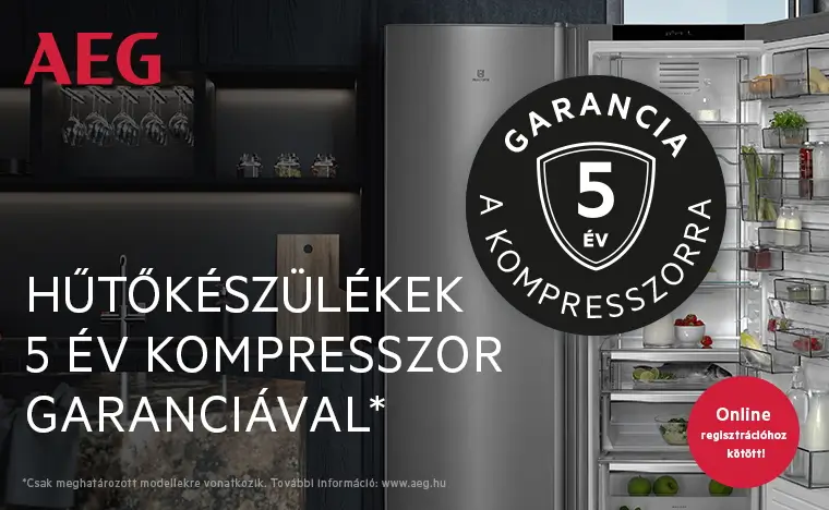 5 év extra garancia meghatározott AEG hűtőszekrények és fagyasztók kompresszorára