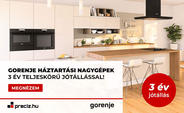 Gorenje háztartási nagygépek 3 év jótálással fogyasztóknak a preciz.hu-tól!