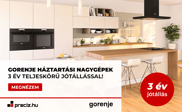 Gorenje háztartási nagygépek 3 év teljeskörű jótálással a preciz.hu-tól!