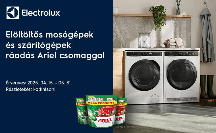 Elöltöltős mosógépek és szárítógépek ráadás Ariel csomaggal