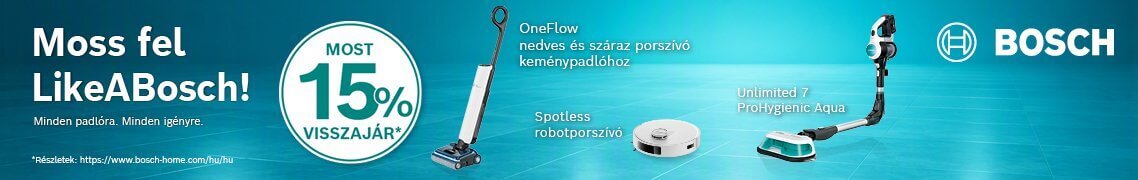 15% pénzvisszatérítés Bosch Wet funkciós porszívókra!