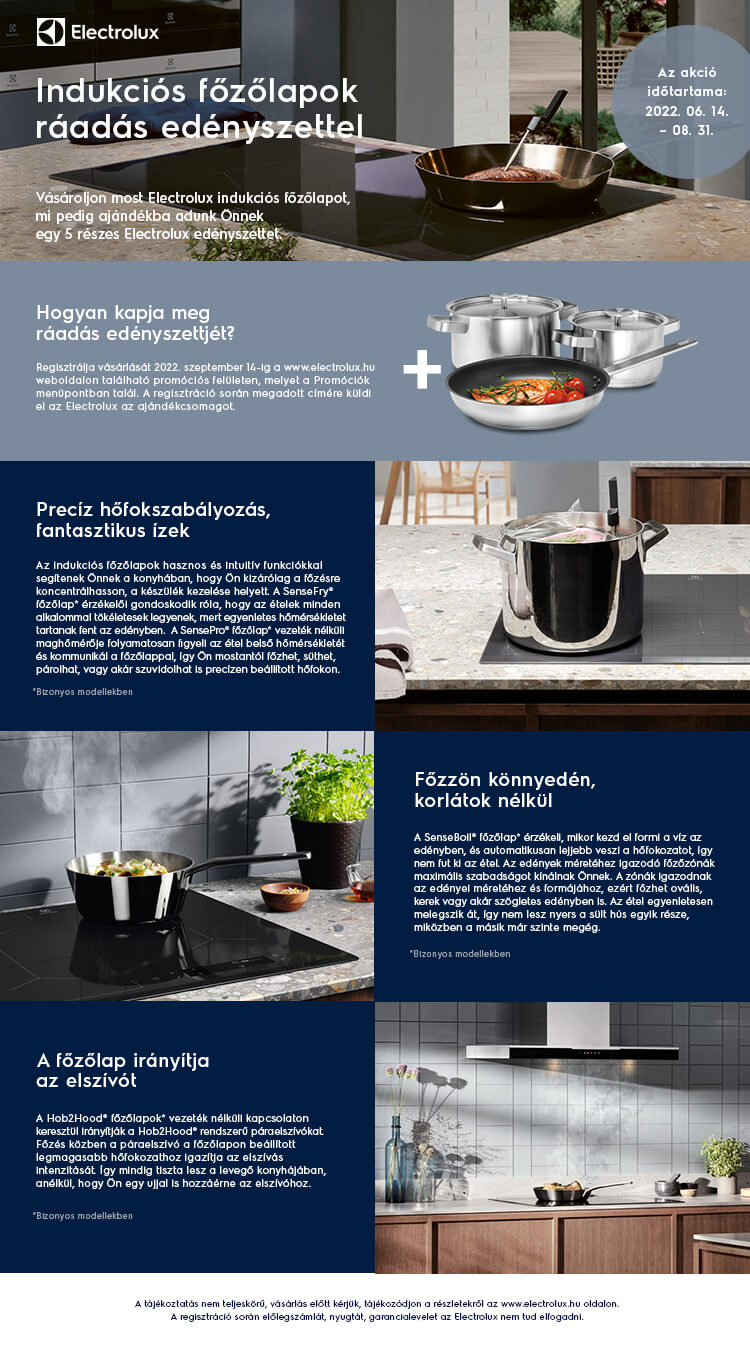 Electrolux indukciós főzőlap ráadás edényszettel a preciz.hu-tól!