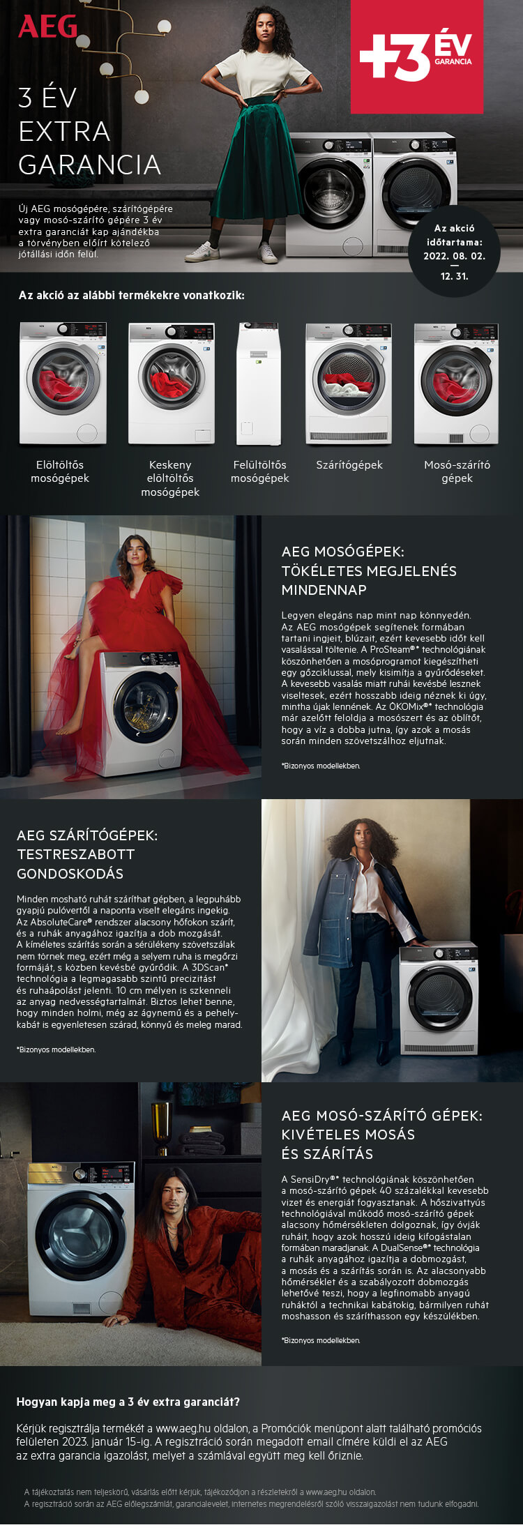 +3 év extra gyári garancia minden AEG mosógépre, szárítógépre és mosó-szárítógépre a preciz.hu-tól!