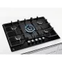 Electrolux KGG7536K beépíthető gázfőzőlap, 75cm, üveglapos kivitel, wok, elölgombos vezérlés, szikragyújtás, kovácsolt vas edénytartók