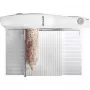 Gorenje R401W szeletelőgép, fehér, 17 cm átmérőjű solingen márkájú penge, 0-17 mm vágásszélesség, 100 w