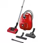 Bosch BGLS4PET2 porzsákos porszívó, piros, hepa filter, airturbo plus szívófej,powerprotect, rés- és kárpitszívó, keménypadló szívófej