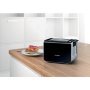 Bosch TAT8613N kenyérpirító, styline, fekete, 9 pirítási fokozat, mirrorheating, kiolvasztás, melegítés, melegítőrács, 860 w