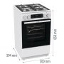 Gorenje GKS5C75WF kombinált tűzhely, fehér, 50 cm, airfry, teleszkópos sütősín, aquaclean, forgónyárs, tető nélkül
