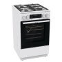 Gorenje GKS5C75WF kombinált tűzhely, fehér, 50 cm, airfry, teleszkópos sütősín, aquaclean, forgónyárs, tető nélkül