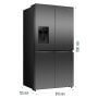 Hisense RQ5P640SYKD MultiDoor hűtőszekrény, fekete, nofrost, multi air flow, víz- és jégadagoló, wi-fi, 179 cm, 390/250 l