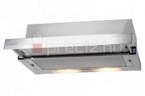 Cata TF-2003/60 beépíthető teleszkópos páraelszívó /Duralum/, 60 cm, 390 m3/óra, felső szekrénybe építhető, 2 zsírszűrő, led