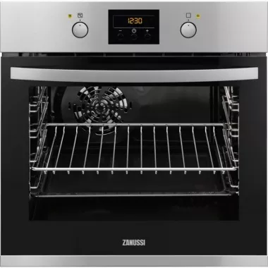 Zanussi  ZOB35722XU beépíthető elektromos sütő, hőlégbefúvás, süllyesztett gombok, led-es időzítő, 1 tepsi, teleszkópos sütősín, 57 l