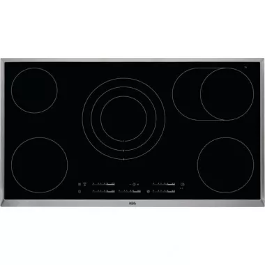 AEG HK955070XB beépíthető kerámia főzőlap, 90 cm, 5 hagyományos zóna, paella zóna, csúszkás érintővezérlés, optifit keret