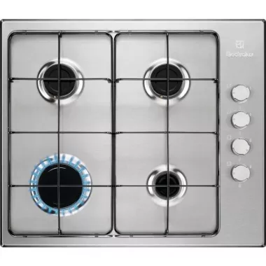 Electrolux KGS6404SX beépíthető gázfőzőlap, 60cm, oldalgombos vezérlés, szikragyújtás, zománcozott edénytartók