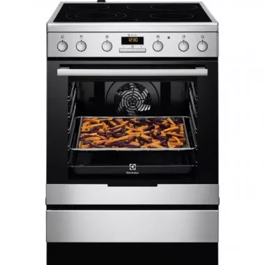 Electrolux EKC6451AOX elektromos tűzhely, 60 cm, 73 l, airfry tálca, teleszkópos sütősín, bővíthető főzőzónák