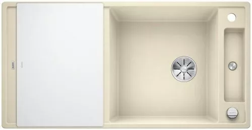 Blanco Axia III XL 6 S Silgranit mosogatótálca üveg tartozékkal, excenter, infino lefolyó, fehér üveg vágólap, nagy főmedence, csepegtetőtál /jázmin/