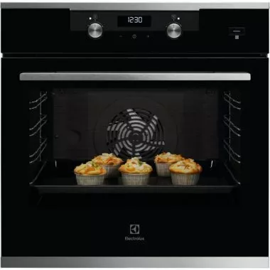 Electrolux KODEC70X SteamBake beépíthető elektromos sütő, katalitikus tisztítás, led kijelző, süllyeszett gombok, softclosing, teleszkópos sütősín, 72 l