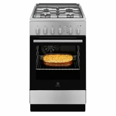 Electrolux LKG504000X gáztűzhely, 50 cm, grill, szikragyújtás a sütőben is, hőlégkeverés, katalitikus oldalfalak, üvegtető