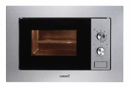 Cata MC-20 IX beépíthető mikrohullámú sütő, 20 l, felső szekrénybe is építhető, mechanikus vezérlés, grill, rozsdamentes belső tér, inox keret