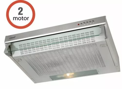 Cata F-2260 IX/L standard páraelszívó, 2 motor, nyomógombos vezérlés, mosható fém zsírfilter, led világítás, inox