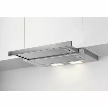 Electrolux LFP326S beépíthető teleszkópos páraelszívó, inox, 60 cm, 410 m3/óra, felső szekrénybe építhető, 2 zsírszűrő, előlap alaptartozék