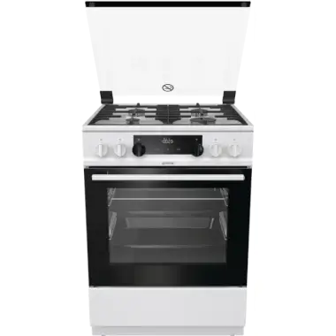 Gorenje KS6350WF kombinált tűzhely, 60 cm, gőzprogramok, érintőkijelzős programóra+tekerőgombok, teleszkópos sütősín, tető, 71l, fehér