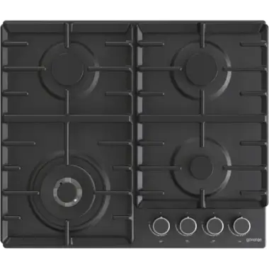 Gorenje GW642AB beépíthető gázfőzőlap, 60cm, wok, elölgombos vezérlés, egykezes szikragyújtás, öntöttvas edénytartó, fekete acéllap