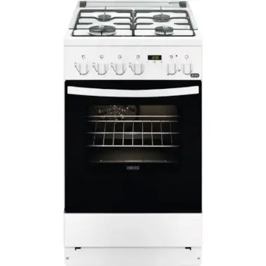 Zanussi ZCK553H1WA kombinált tűzhely, 50cm, multifunkciós sütő, digitális óra, légkeverés, grill, 2 sütőtálca, pizza funkció, üvegtető
