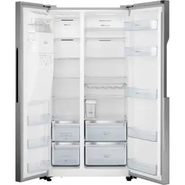 Gorenje NRS9181VX side-by-side hűtőszekrény, szürke, nofrost, multiflow 360°, jégkockakészítő, 179,3 cm, 371/191 l