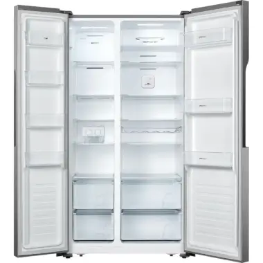 Gorenje NRS918FMX side-by-side hűtőszekrény, szürke, nofrost, multiflow 360°, twistice jégtálca, 178,6 cm, 334/185 l