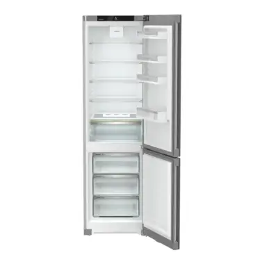 Liebherr KGNsfd 57Z03 alulfagyasztós kombinált hűtőszekrény, ezüst, 201,5 cm, nofrost, duocooling, érintővezérlés, powercooling, easyfresh, freshair szűrő, led