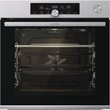 Gorenje BPSA6747A08X beépíthető sütő, steamassist gőzfunkció, pirolitikus tisztítás, húshőmérő, automata pr., teleszkópos sütősín, 77 l