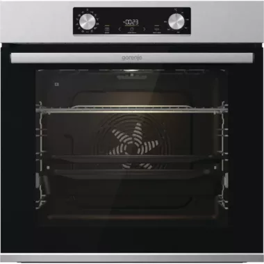 Gorenje BPS6737E14X beépíthető sütő, extrasteam gőzfunkció, pirolitikus tisztítás, teleszkópos sütősín, 77 l