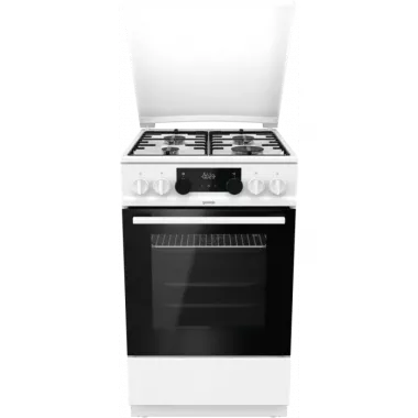 Gorenje K5352WH kombinált tűzhely, 50 cm, 70 l, led kijelző, teleszkópos sütősín, gyors előmelegítés, tető, fehér