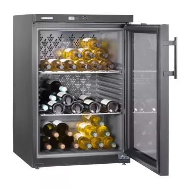Liebherr WKb 1802 Vinothek borhűtő, fekete, 90 cm, 135 l - 66 palack, páratartalom szabályzás, mechanikus vezérlés, lcd