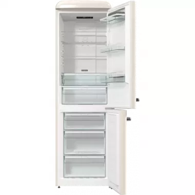 Gorenje ONRK619EC Old Timer alulfagyasztós kombinált hűtőszekrény, bézs, nofrost, 194 cm, 204/96 l, multiflow, fastfreeze, freshzone