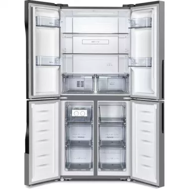 Gorenje NRM8181MX MultiDoor hűtőszekrény, szürke, nofrost, multiflow 360°, twistice jégtálca, freshzone, 181,6 cm, 278/149 l
