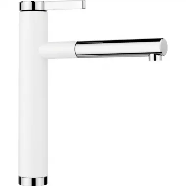 Blanco LINEE-S Silgranit mosogató csaptelep, kihúzható csapfejjel, fémbevonatú zuhanycső, magasnyomású /fehér/