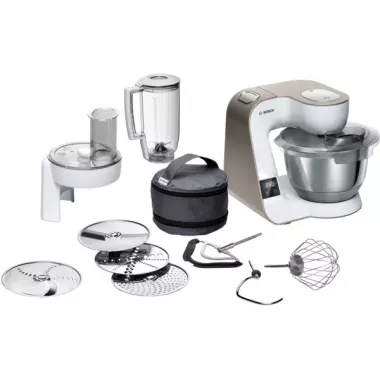 Bosch MUM5XW20 konyhai robotgép, fehér, 3d-s keverés, dagasztókar, keverőszár, habverő, beépített mérleg, 1000 w