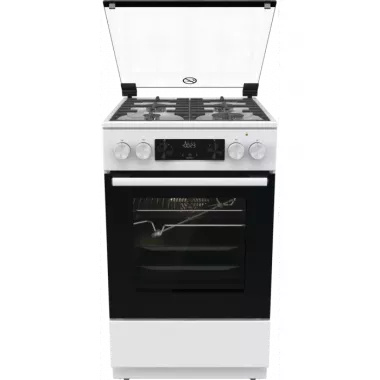 Gorenje GKS5C70WF kombinált tűzhely, 50 cm, gőzprogramok, led kijelző, teleszkópos sütősín, aquaclean, airfry, üveg dísztető, fehér