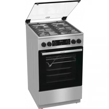 Gorenje GKS5C70XF kombinált tűzhely, 50 cm, gőzprogramok, led kijelző, teleszkópos sütősín, katalitikus, airfry, üveg dísztető, inox
