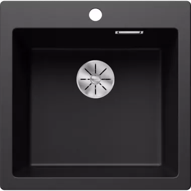 Blanco Pleon 5 InFino Silgranit mosogató, nagyméretű csaptelepsáv, fedett c-overflow túlfolyó, infino lefolyórendszer /fekete/