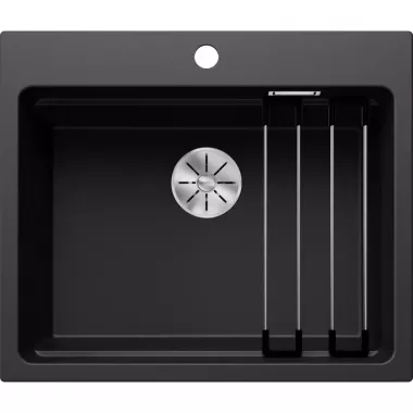 Blanco Etagon 6 InFino Silgranit mosogató, integrált lépcső, sokoldalú etagon sínek, c-overflow túlfolyóval és infino szűrőkosárral /fekete/