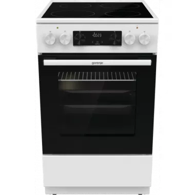 Gorenje GEC5C42WG elektromos tűzhely, 50 cm, fehér, silvermatte zománc, homemadeplus sütőtér, teleszkópos sütősín, időzítő