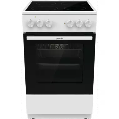 Gorenje GEC5A41WG elektromos tűzhely, 50 cm, fehér, silvermatte zománc, pizza funkció, gyors előmelegítés funkció, 62 literes sütőtér