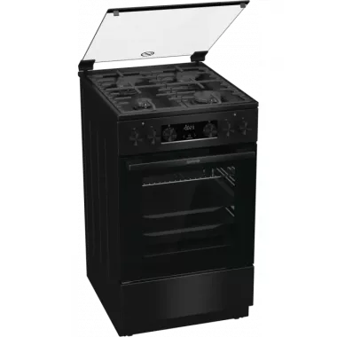 Gorenje MEKS5141B kombinált tűzhely, 50 cm, gőzprogramok, led kijelző, teleszkópos sütősín, aquaclean, airfry, üveg dísztető, fekete